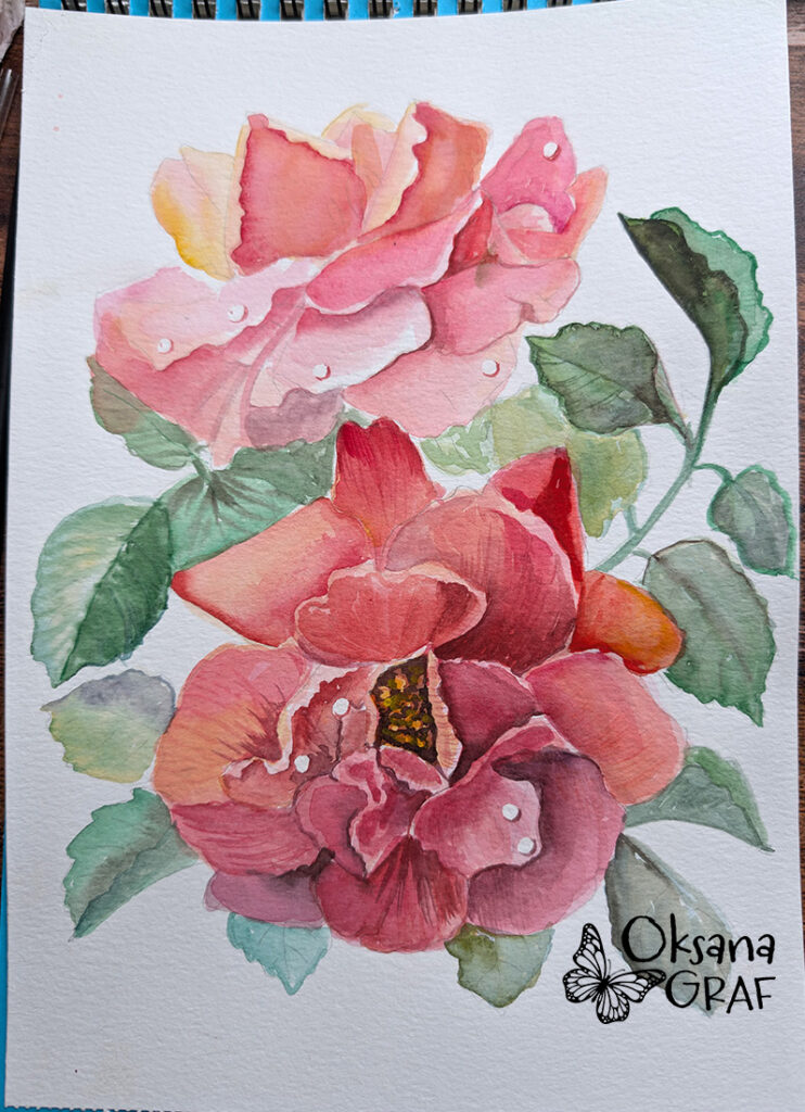 Rose Aquarellmalerei