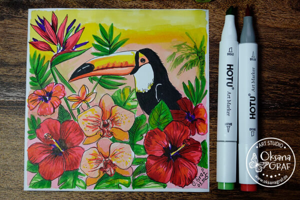 Tukan & tropische Pflanzen Alkoholmarker Tutorial für Anfänger