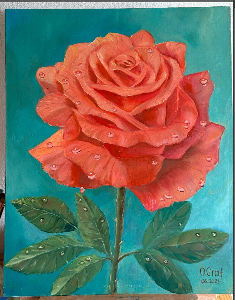 Ölmalerei, Rose, Künstlerin Oksana Graf zum verkaufen