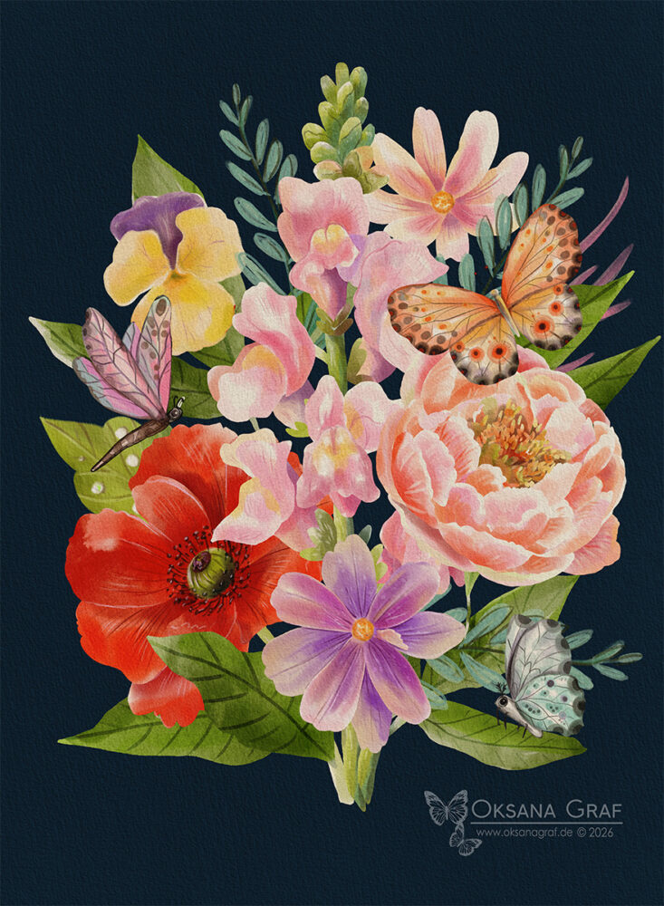 Flowers Digital painting | Procreate & iPad Botanical Art Watercolor