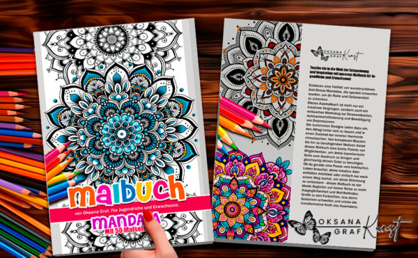 Mandala Malbuch von Oksana Graf, Ausgemalte Seiten