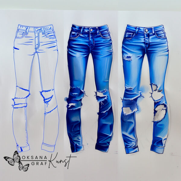 jeans textur nachmalen