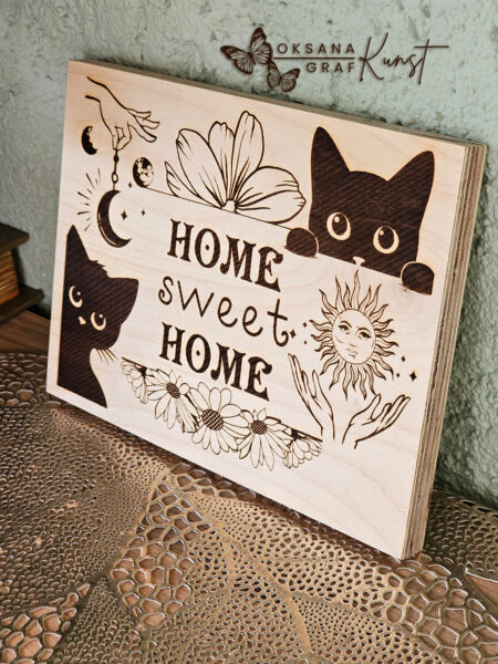 Pyrographie. Brandmalerei. Holzkunst von Oksana Graf, home sweet home, holzgravur