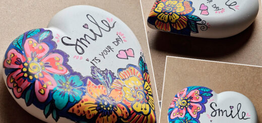 stein Herzform aus gips Bemalung, acrylfarben smile