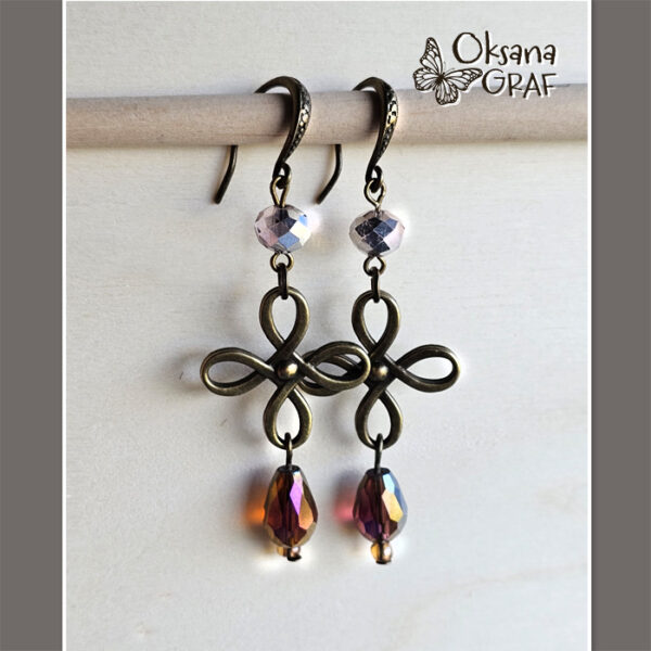 Handmade Antik-Schmuck Set 
kriatall perle und antik Bronze. 