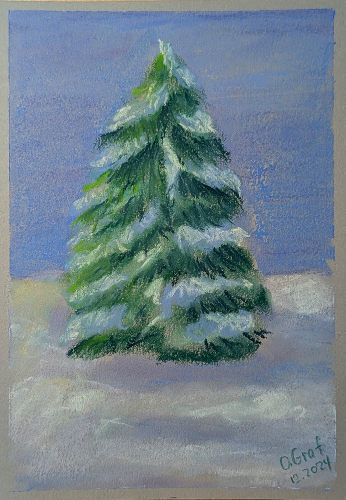 Schönen Tannenbaum im Wald mit Pastellkreiden | Einfaches soft Pastell Tutorial für Anfänger