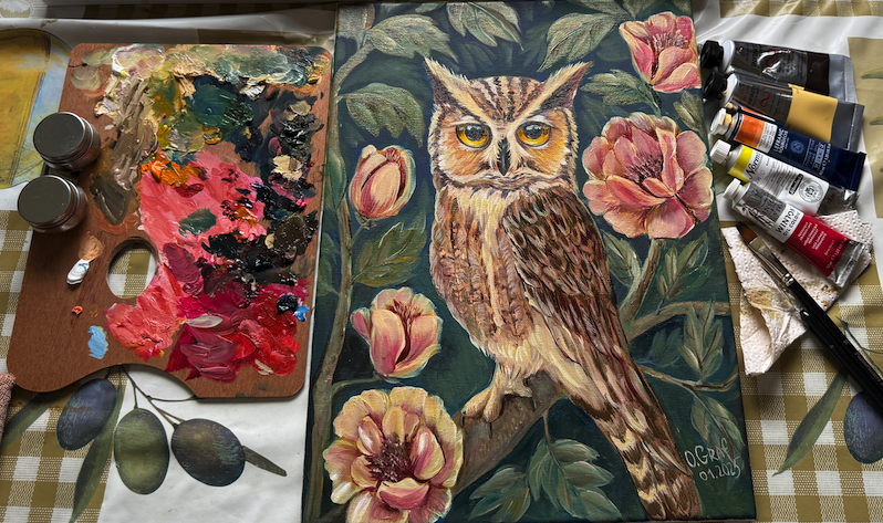 Eule Ölmalerei tipps für media Farbe Auswahl
