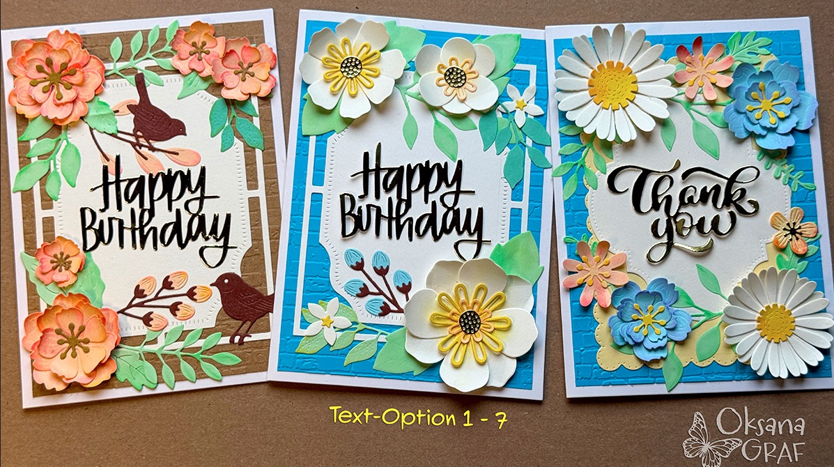 Handgefertigte 3D-Grußkarte mit Goldkarton-Schnitt: 3 Design Luxus-Blumenkarte Handmade Layered Card