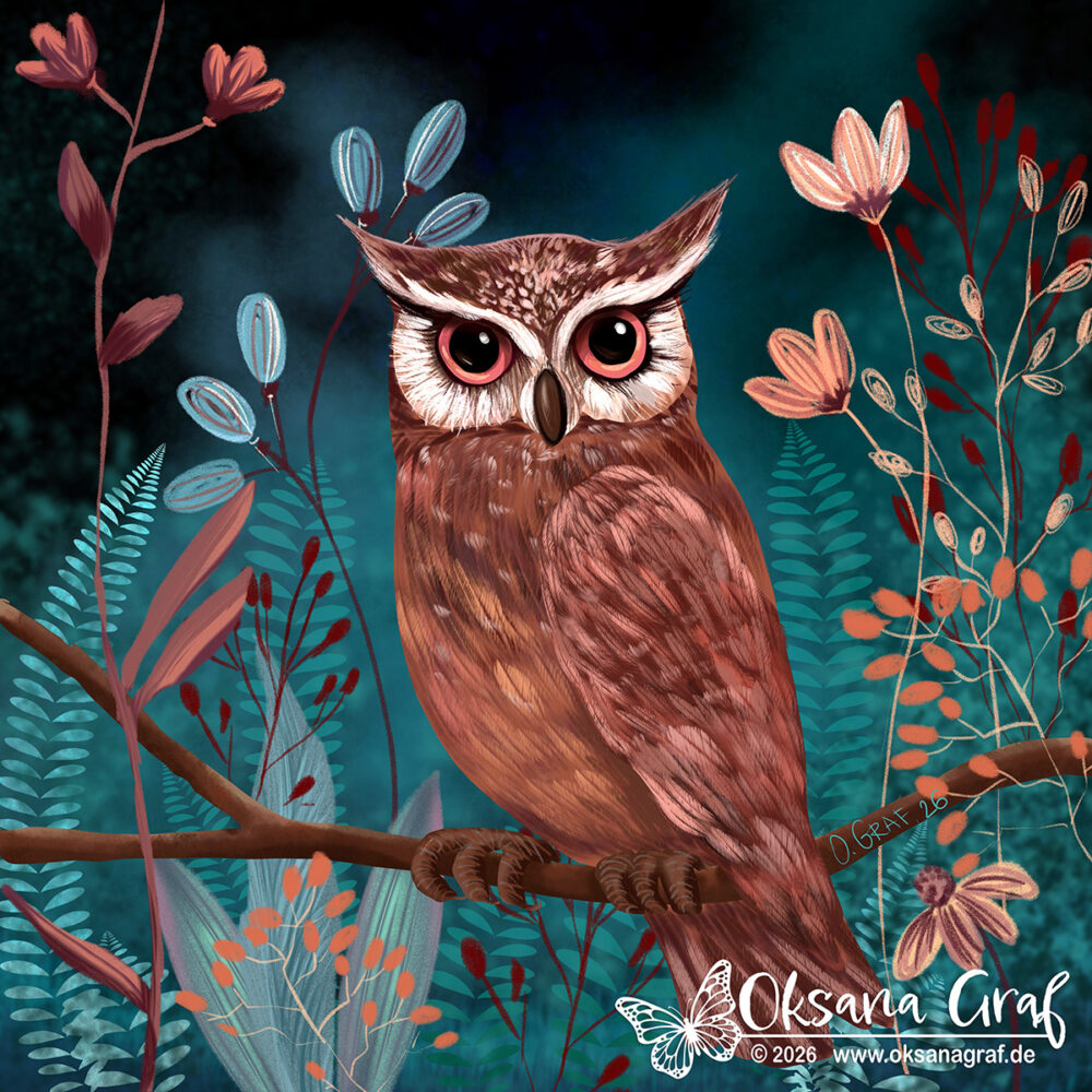 Procreate kunst, eule