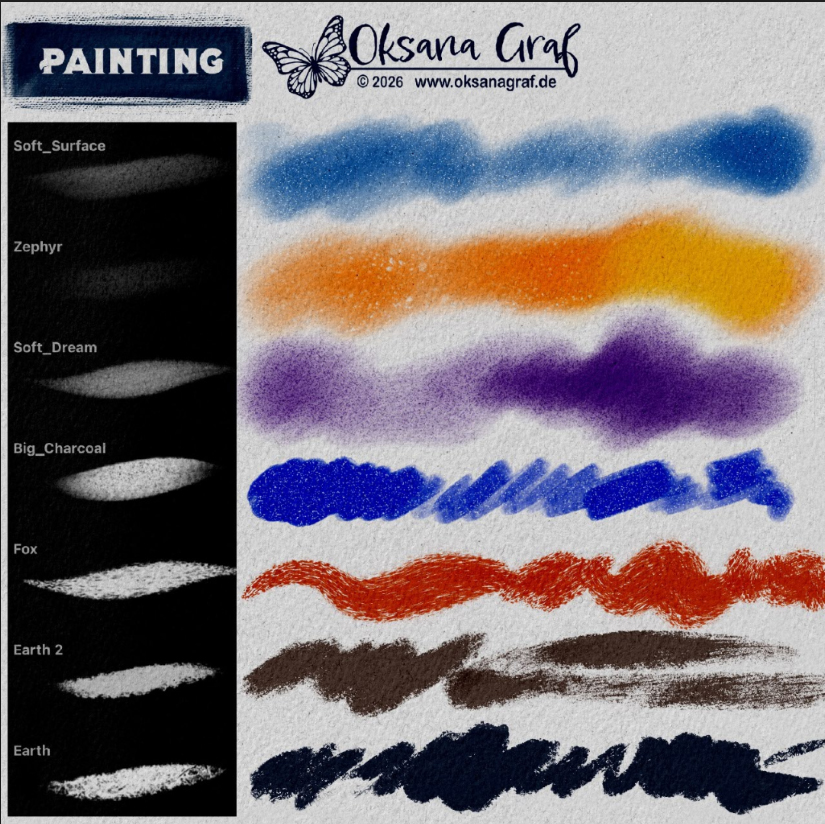 Professional Illustration Procreate brushes for painting and drawing von oksana Graf