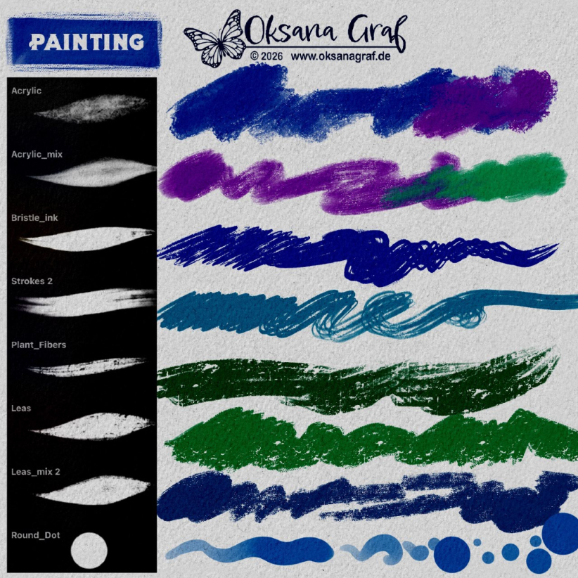 Professional Illustration Procreate brushes for painting and drawing von oksana Graf