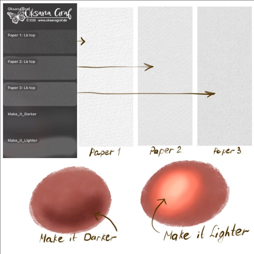 paper texture for procreate , darker and lighter brush